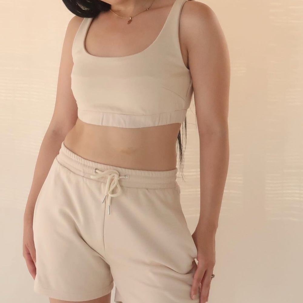 Beige Crop Top and Shorts Set